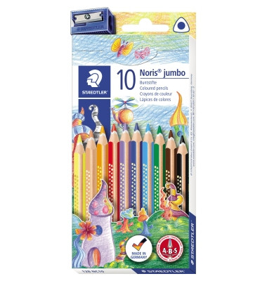 Buntstifte-Set Noris Club jumbo, 128 NC10, 10-farbig sortiert, dreikant, ergonomisch, Packung