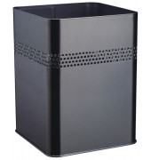 Stahlpapierkorb 18,5 Liter schwarz eckig 4 Reihen perf.