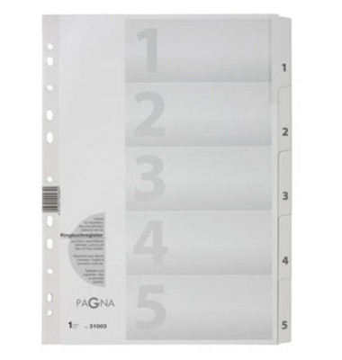 Kartonregister 31003-08, 1 bis 5, A4, 190 g/m², weiße Taben, 5-teilig