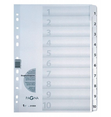 Kartonregister 31004-08, 10-teilig blanko, A4, 190 g/m&sup2;, wei&szlig;e Taben, 10-teilig