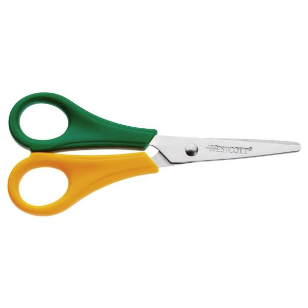 Westcott Kinderschere Kids, Metall, 13cm, Linkshänder, gelb/grün 4027521513211 Westcott
