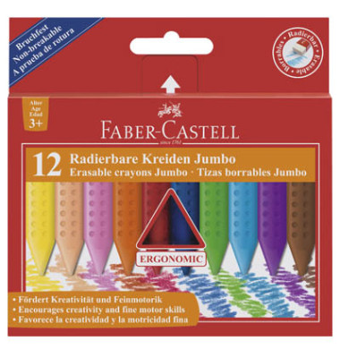Wachsmalstifte Jumbo, 122540, farbig sortiert, Dreikantform, 1,0x11cm (&Oslash;xL)