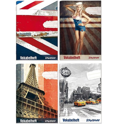 Vokabelheft 2889-6, Lineatur 53 / liniert / 2 Spalten, A5, 80g, blau/gelb, 32 Blatt / 64 Seiten