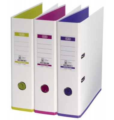 Ordner myColour Strong-Line 100023638, A4 80mm breit PP vollfarbig wei&szlig;/farbig sortiert
