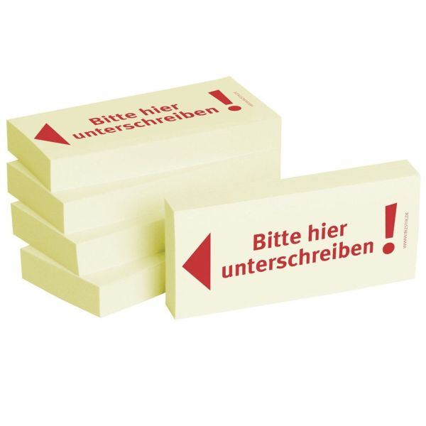 4260184863433 - Haftnotizen bedruckt 1301010143 Business Haftnotizen 1301010143 75x35mm (HxB) gelb Bitte hier unterschreiben Pfeil nach li 500 Blatt