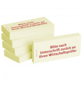 Haftnotizen bedruckt 1301010128, Business Haftnotizen 1301010128, gelb, rechteckig, "Bitte nach Unterschrift zurück an Ihren Wir