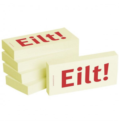 Haftnotizen bedruckt 1301010102, Business Haftnotizen 1301010102, 75x35mm (HxB), gelb, "Eilt!", rechteckig, "Eilt", 75x35mm