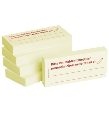 Haftmarker 1301010104, Business, 75x35mm, gelb, "Bitte von beiden Ehegatten unterschreiben weiterleiten an:", rechteckig