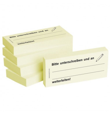 Haftmarker 1301010111, Business, 75x35mm, gelb, "Bitte unterschreiben und an ... weiterleiten", rechteckig