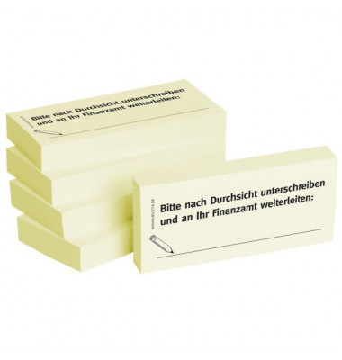 Haftmarker 1301010110, Business, 75x35mm, gelb, "Bitte nach Durchsicht unterschreiben und an Ihr Finanzamt weiterleiten:", recht