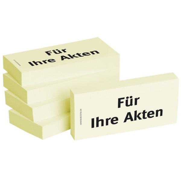 4260184863075 - Haftnotizen bedruckt 1301010107 Business Haftnotizen 1301010107 75x35mm (HxB) gelb Für Ihre Akten rechteckig Für Ihre A 500 Blatt