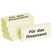 Haftnotizen bedruckt 1301010119, Business Haftnotizen 1301010119, 75x35mm (HxB), gelb, "Für das Finanzamt", rechteckig, "Für das