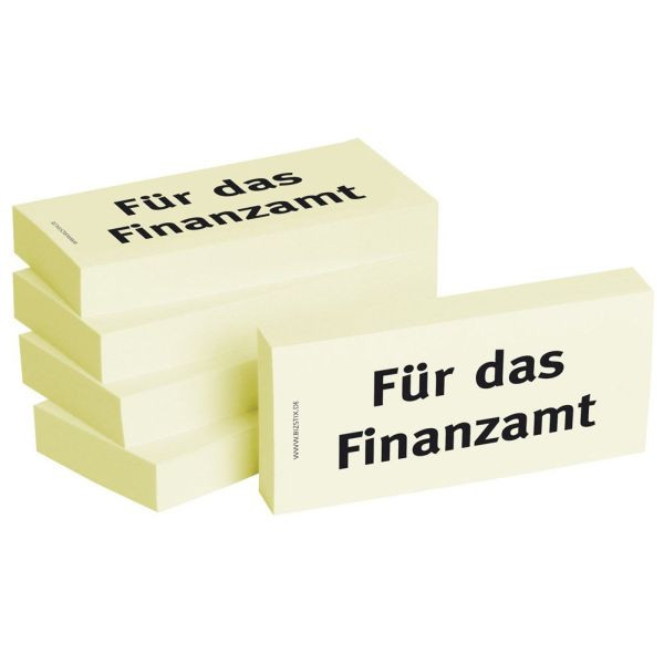 4260184863198 - Haftnotizen bedruckt 1301010119 Business Haftnotizen 1301010119 75x35mm (HxB) gelb Für das Finanzamt rechteckig Für das 500 Blatt