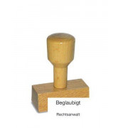 Textstempel LST810 mit Text "Beglaubigt Rechtsanwalt" Holz braun