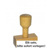 Textstempel LST813 mit Text "Eilt sehr, bitte sofort vorlegen" Holz braun