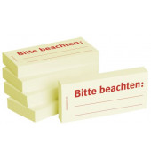 Haftnotizen bedruckt 1301010151, Business Haftnotizen 1301010151, gelb, rechteckig, "Bitte beachten", 75x35mm