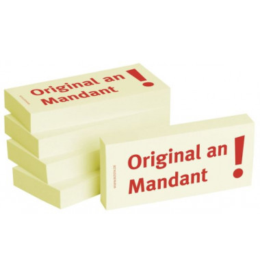 Haftmarker 1301010156, Business, 75x35mm, gelb, "Original an Mandant", rechteckig