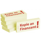Haftnotizen bedruckt 1301010157, Business Haftnotizen 1301010157, gelb, rechteckig, "Kopie an Finanzamt", 75x35mm
