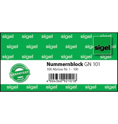 Nummernblöcke 1-100 100 Bl 1BK