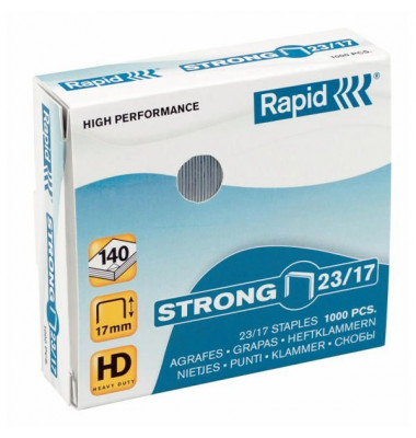 Heftklammern High Performance Strong 23/12, 24870000, Stahldraht verzinkt, Heftleistung 90 Blatt max.