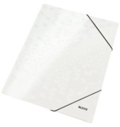 Eckspannmappe WOW 3982-00-01, A4 perlwei&szlig; PP-laminierter Karton 300g, f&uuml;r ca. 250 Blatt, mit 3 Einschlagklappen