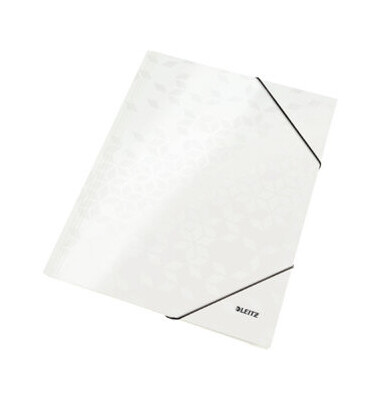 Eckspannmappe WOW 3982-00-01, A4 perlwei&szlig; PP-laminierter Karton 300g, f&uuml;r ca. 250 Blatt, mit 3 Einschlagklappen