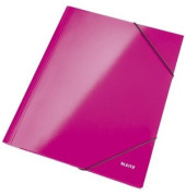Eckspannmappe WOW 3982-00-23, A4 pink metallic Karton / PP Folie 300g, f&uuml;r ca. 250 Blatt  (80 g/m&sup2;), mit 3 Einschlagklappen