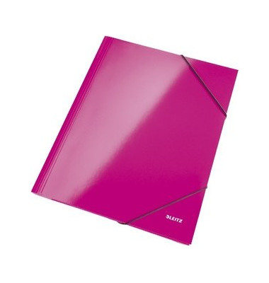 Eckspannmappe WOW 3982-00-23, A4 pink metallic PP-kaschiert 300g, f&uuml;r ca. 250 Blatt, mit 3 Einschlagklappen