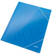 Eckspannmappe WOW 3982-00-36, A4 blau metallic PP-kaschiert 300g, f&uuml;r ca. 250 Blatt, mit 3 Einschlagklappen