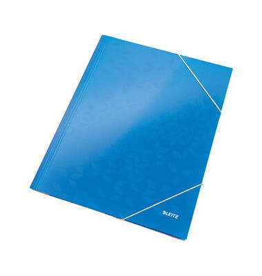Eckspannmappe WOW 3982-00-36, A4 blau metallic Karton / PP Folie 300g, f&uuml;r ca. 250 Blatt  (80 g/m&sup2;), mit 3 Einschlagklappen