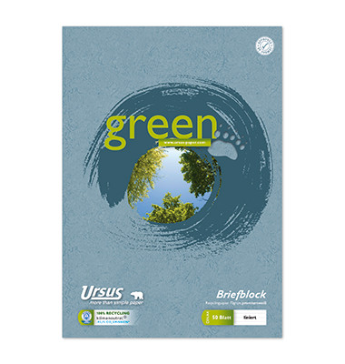 Briefblock 608585010 Green, ohne, Lineatur 21 / liniert, A4, 70g, blau, 50 Blatt