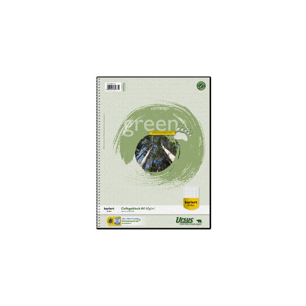 9002244857779 - Collegeblock 608571020 Green Baum Lineatur 28   kariert mit Rand innen außen A4 60g grün 80 Blatt 9002244857779 Staufen