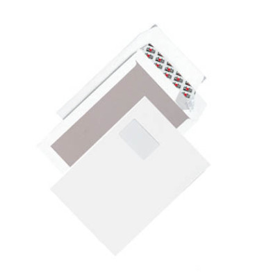 Versandtaschen 08905060 mit Papprückwand, C4, mit Fenster, haftklebend, 120g, weiß