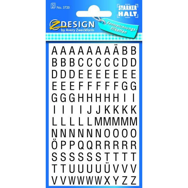 4004182037201 - 3720 Buchstaben 65 mm hoch schwarz Folie 2Bg 4004182037201 Zweckform 3720 240 Stück