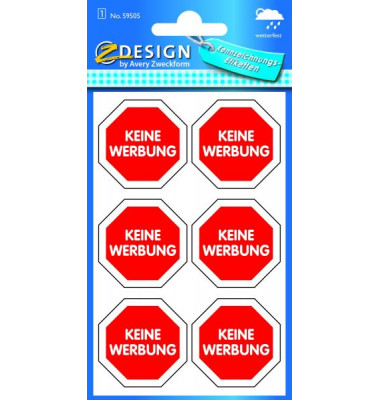 Hinweisetiketten Keine Werbung