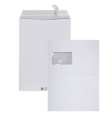 Versandtaschen TopSTAR, C4, mit Fenster, haftklebend, 120g, weiß
