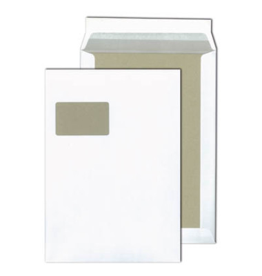 Versandtaschen C4 mit Fenster und Papprückwand haftklebend 120g weiß