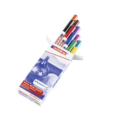 Lackmarker-Set 751 creative, 4-751-9-999, Packung, gelb/orange/rot/rosa/lila/blau/hellblau/grün/braun/schwarz, 1-2mm Rundspitze