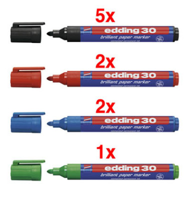 Permanentmarker 30 Brilliant 10er Etui farbig sortiert 1,5-3mm Rundspitze