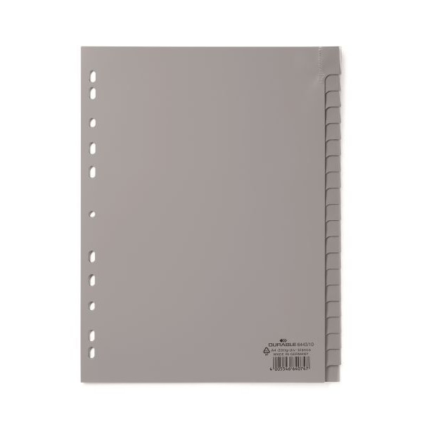 Durable Kunststoffregister 6443 10, 20-teilig blanko, A4, 120µm, transparente Fenstertaben, 20-teilig 4005546640747 Durable