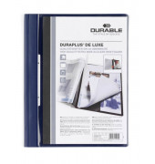 Schnellhefter Duraplus deLuxe 2589 A4+ überbreit dunkelblau PVC Kunststoff kaufmännische Heftung bis 100 Blatt mit Abheftlochu