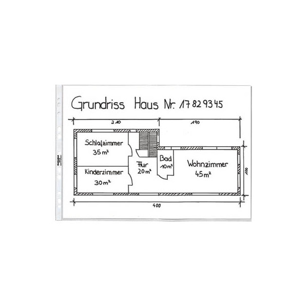 4005546231099 - Prospekthüllen 267019 dokumentenecht mit Lochrandverstärkung A3 quer transluzent genarbt oben offen 0055mm 4005546231099 Du 50 Stück