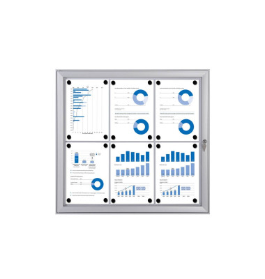 Schaukasten S SCS6XA4, 6xA4, silber, magnetisch, beschriftbar