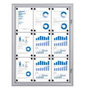 Schaukasten S-Line 9 x A4 Metallrückwand weiß, silber magnetisch