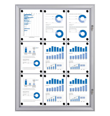 Schaukasten S SCS9XA4, 9xA4, silber, magnetisch, beschriftbar
