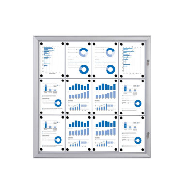 Schaukasten S SCS12XA4, 12xA4, silber, magnetisch, beschriftbar
