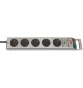 Steckdosenleiste Super-Solid silber mit 5 Steckdosentöpfen