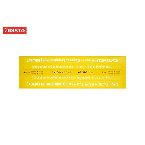 9003182053056 - Kunststoff-Schablone Schrift 5305 Duo-Combi gelb-transparent Schrifthöhe 35mm & 5mm 9003182053056 Aristo