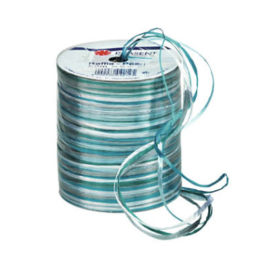 Geschenkband Raffia 138-612 3mm x 50m glänzend blau/türkis/grün