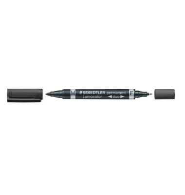 Permanentmarker Lumocolor duo, 348-9, Pack, schwarz, 0,6-1,5mm Rundspitze/doppel